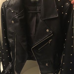 Leather Moto Jacket with studs
